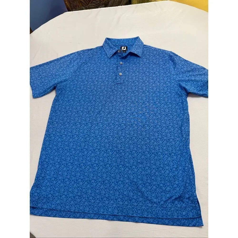 FootJoy Men’s Blue Floral Short Sleeve Golf Polo Shirt Size Large
